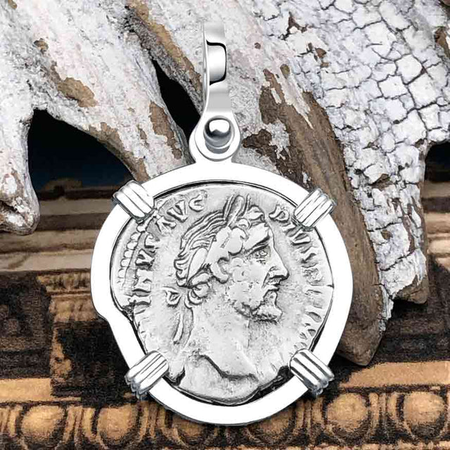 Roman Empire Silver Denarius Coin of Antoninus Pius, the Protector 156 AD Sterling Silver Pendant