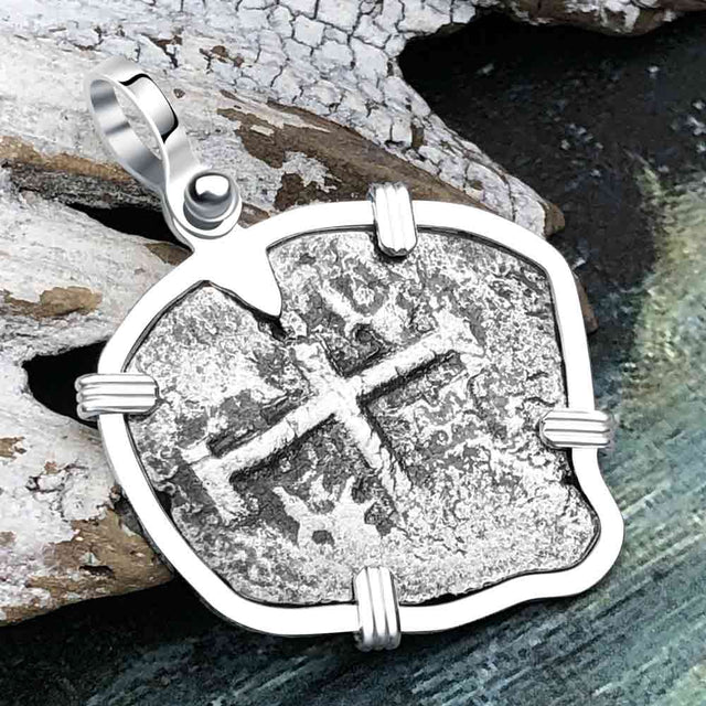 Heart Shaped Princess Louisa Shipwreck Dated 1736 2 Reale Piece of Eight Sterling Silver Pendant