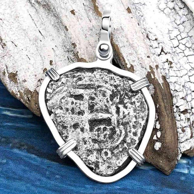 Heart Shaped Princess Louisa Shipwreck Dated 1739 2 Reale Piece of Eight Sterling Silver Pendant