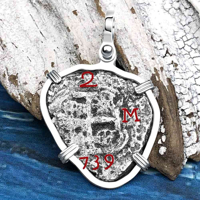 Heart Shaped Princess Louisa Shipwreck Dated 1739 2 Reale Piece of Eight Sterling Silver Pendant