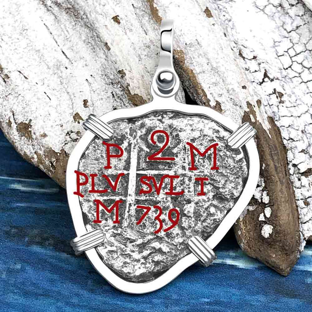 Heart Shaped Princess Louisa Shipwreck Dated 1739 2 Reale Piece of Eight Sterling Silver Pendant