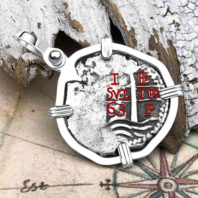 Pirate Era 1663 Spanish 1 Reale Piece of Eight Sterling Silver Pendant
