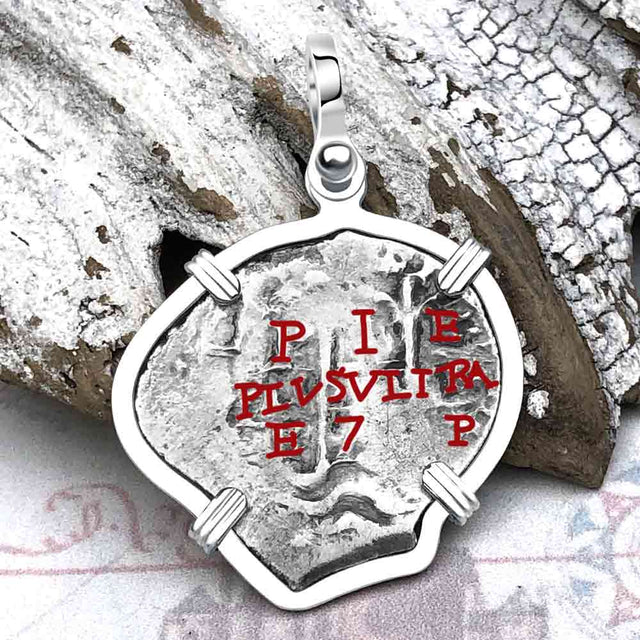 Pirate Era 1670s Spanish 1 Reale Piece of Eight Sterling Silver Pendant