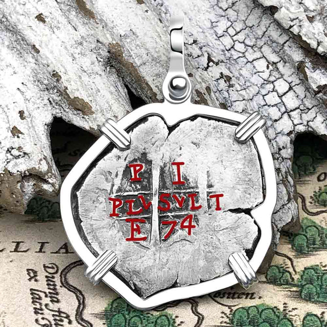 Pirate Era 1674 Spanish 1 Reale Piece of Eight Sterling Silver Pendant