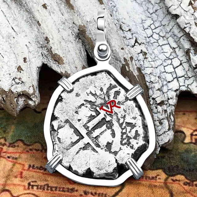 Pirate Era 1692 Spanish 1 Reale Piece of Eight Sterling Silver Pendant
