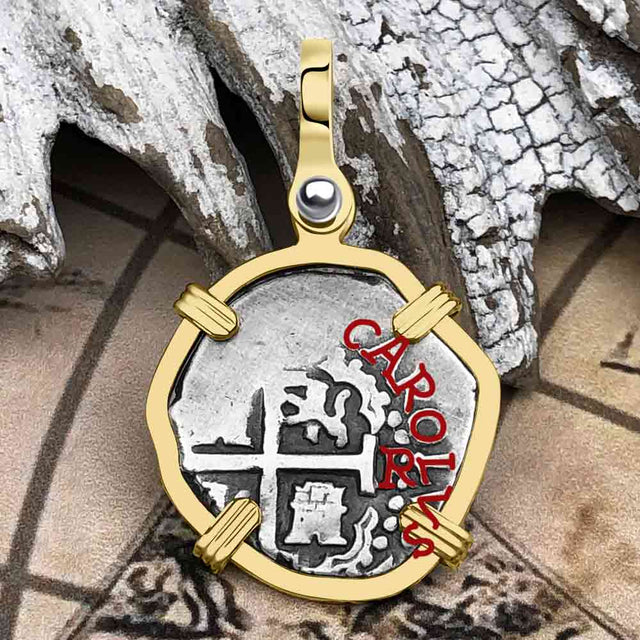 Pirate Era circa 1694 Spanish 1 Reale Cob Piece of Eight 14K Gold Pendant | Artifact #5544