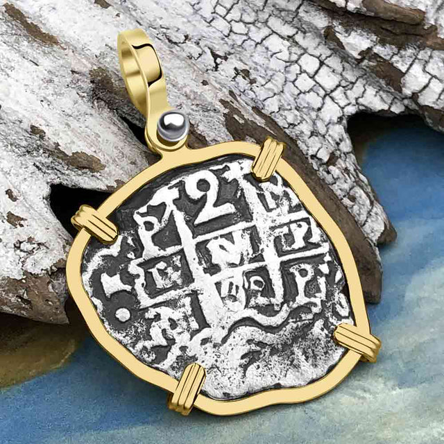 Princess Louisa Shipwreck Dated 1732 2 Reale Piece of Eight 14K Gold Pendant