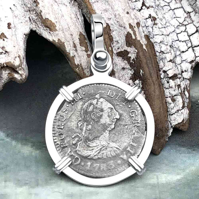 El Cazador Shipwreck 1783 1/2 Reale Piece of 8 Sterling Silver Pendant