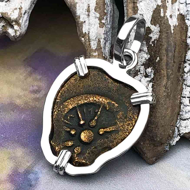 Rare Heart Shaped Biblical Widow's Mite Sterling Silver Pendant