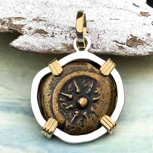 Biblical Widow's Mite 14K Gold and Sterling Silver Pendant