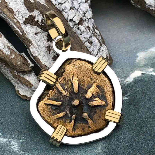 Biblical Widow's Mite 14K Gold and Sterling Silver Pendant