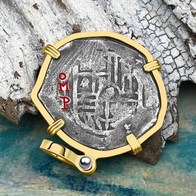 Concepcion Shipwreck 4 Reale Cob Silver Piece of 8 14K Gold Pendant