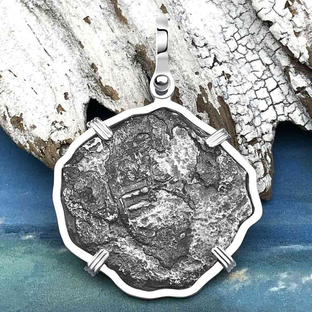 Concepcion Shipwreck 4 Reale Silver Piece of 8 Sterling Silver Pendant | Artifact #5593