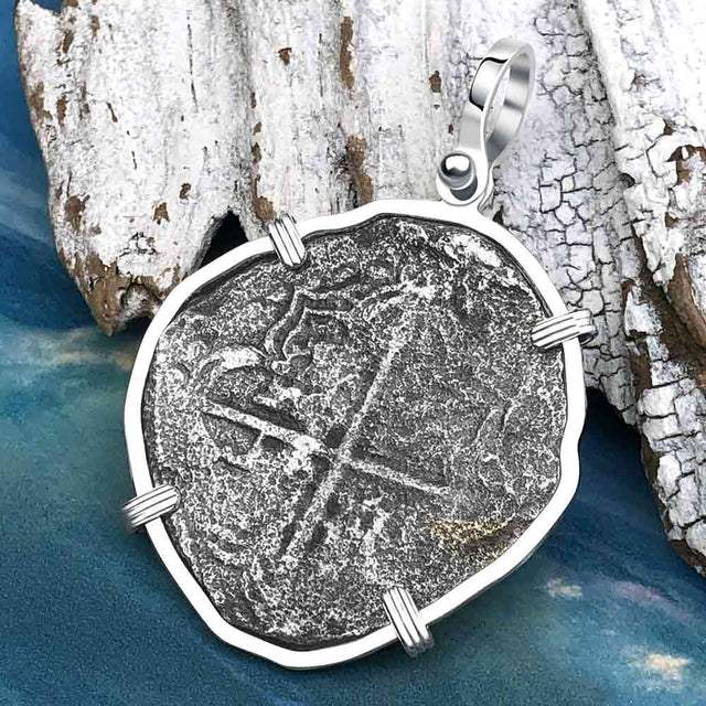 Mel Fisher's Atocha 8 Reale Cob Shipwreck Coin Piece of 8 Sterling Silver Pendant