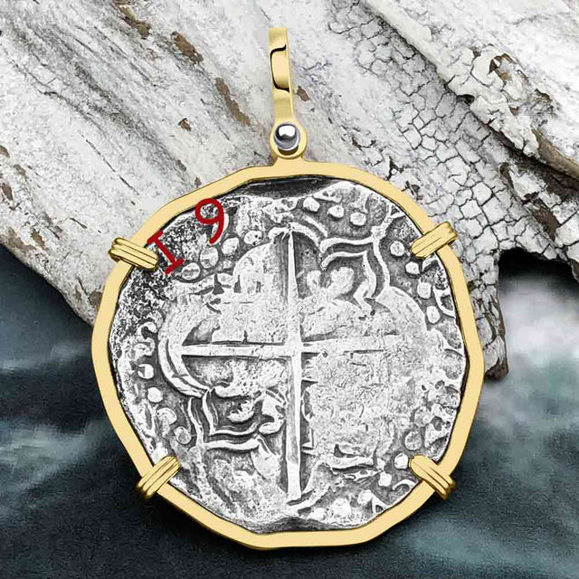 Rare Dated Mel Fisher's Atocha 8 Reale Shipwreck Coin 14K Gold Pendant