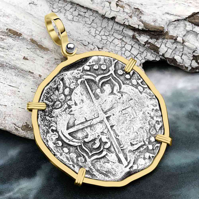 Rare Dated Mel Fisher's Atocha 8 Reale Shipwreck Coin 14K Gold Pendant