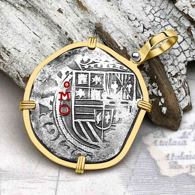 Atocha Era Buried Spanish 2 Reale Cob Piece of 8 14K Gold Pendant