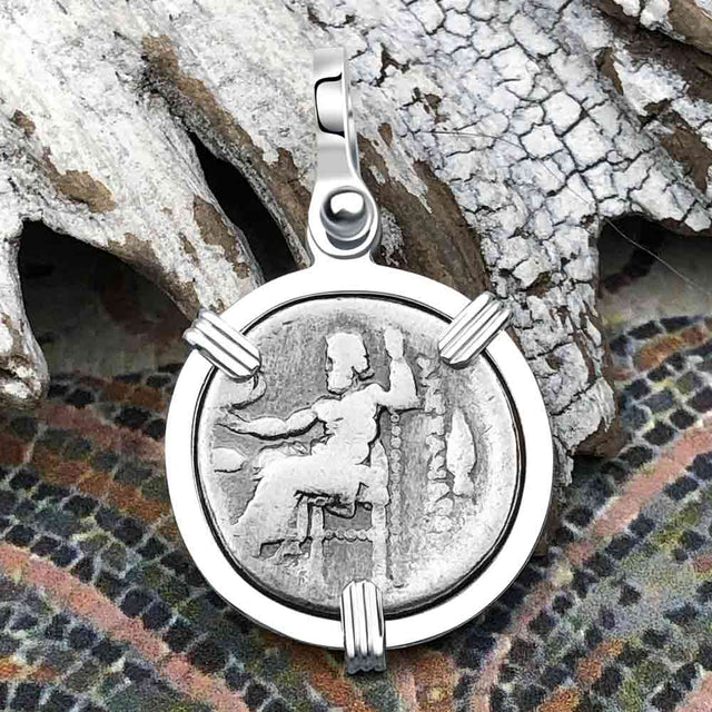 Ancient Greek Alexander the Great Silver Drachm Coin Sterling Silver Pendant