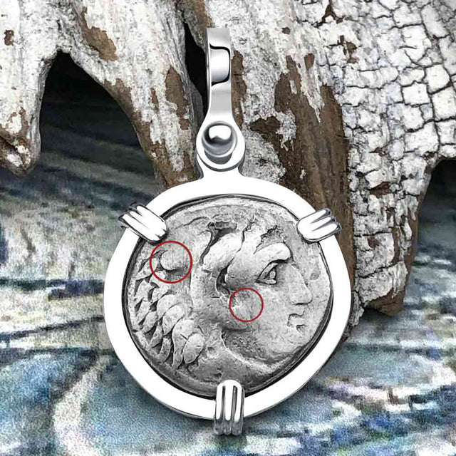 Ancient Greek Alexander the Great Silver Drachm Coin Sterling Silver Pendant