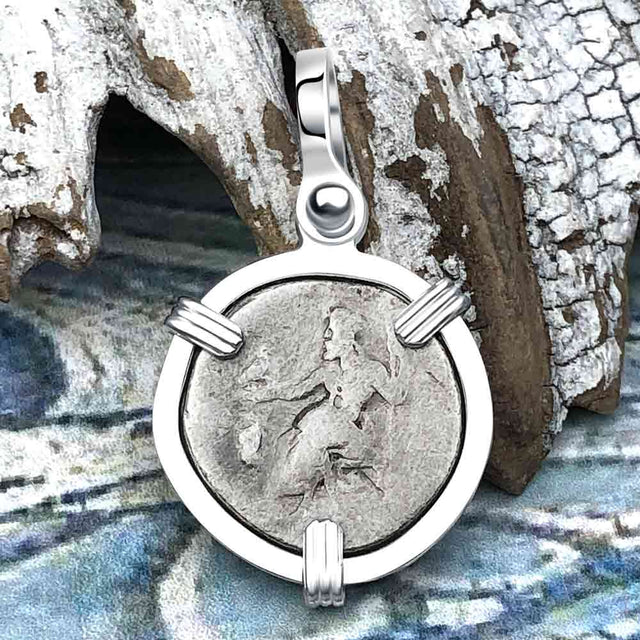 Ancient Greek Alexander the Great Silver Drachm Coin Sterling Silver Pendant