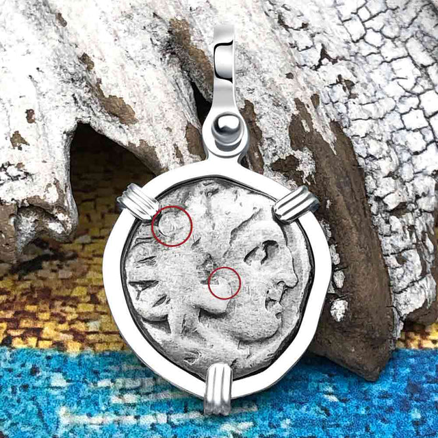 Ancient Greek Alexander the Great Silver Drachm Coin Sterling Silver Pendant