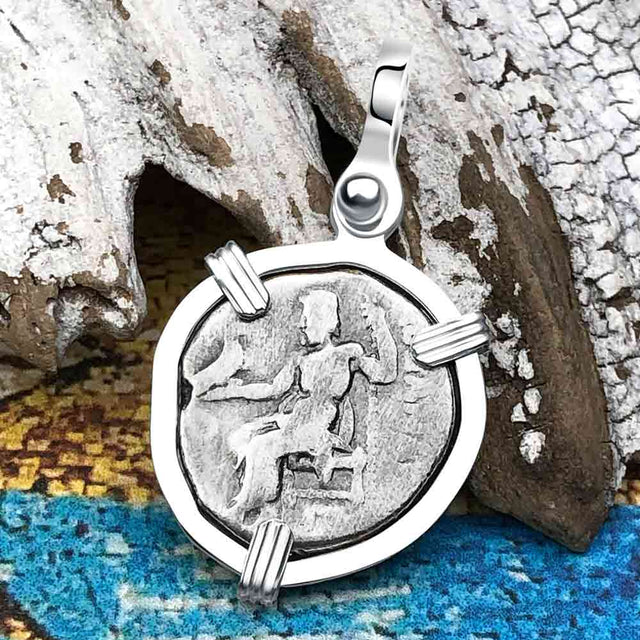 Ancient Greek Alexander the Great Silver Drachm Coin Sterling Silver Pendant
