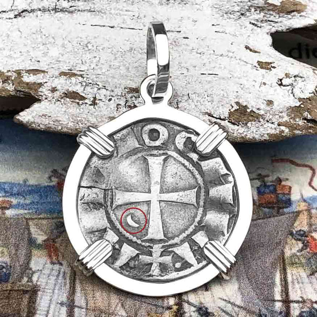Templar Knights Era Antioch Crusader Medieval Silver Denier Helmet Head Coin of the Crusades Sterling Silver Pendant