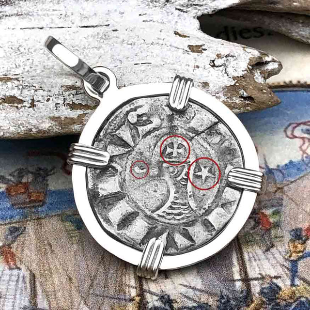 Templar Knights Era Antioch Crusader Medieval Silver Denier Helmet Head Coin of the Crusades Sterling Silver Pendant