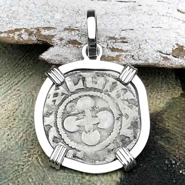 Templar Knights Era French Healing Angel Silver Denier Sterling Silver Pendant