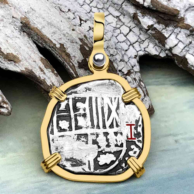 Atocha Era Buried Spanish 1 Reale Piece of Eight 14K Gold Pendant