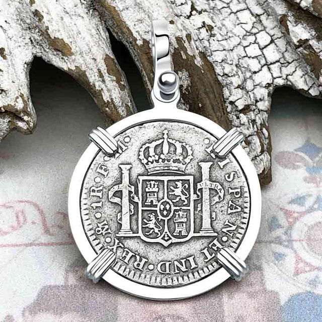 1774 Silver 1 Reale Spanish Portrait Piece of 8 Sterling Silver Pendant