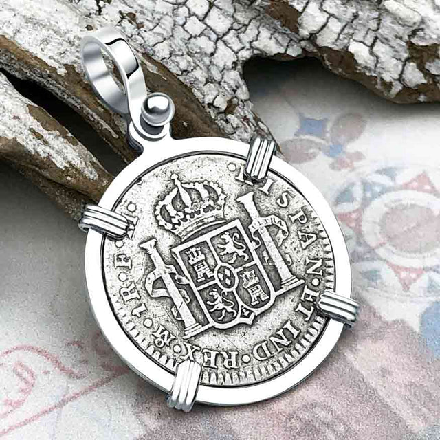 1774 Silver 1 Reale Spanish Portrait Piece of 8 Sterling Silver Pendant