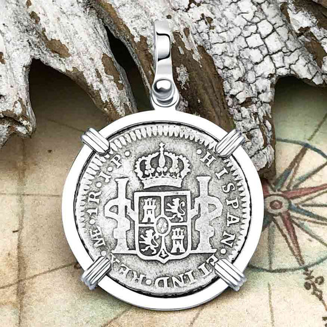 1818 Silver 1 Reale Spanish Portrait Piece of 8 Sterling Silver Pendant