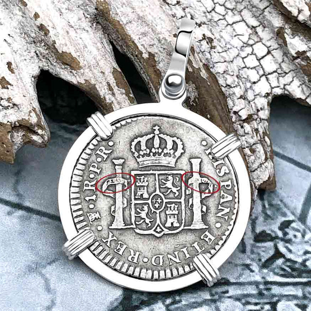 1792 Silver 1 Reale Spanish Portrait Piece of 8 Sterling Silver Pendant