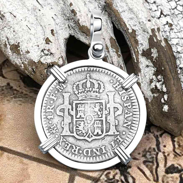 1798 Silver 1 Reale Spanish Portrait Piece of 8 Sterling Silver Pendant | Artifact #5873
