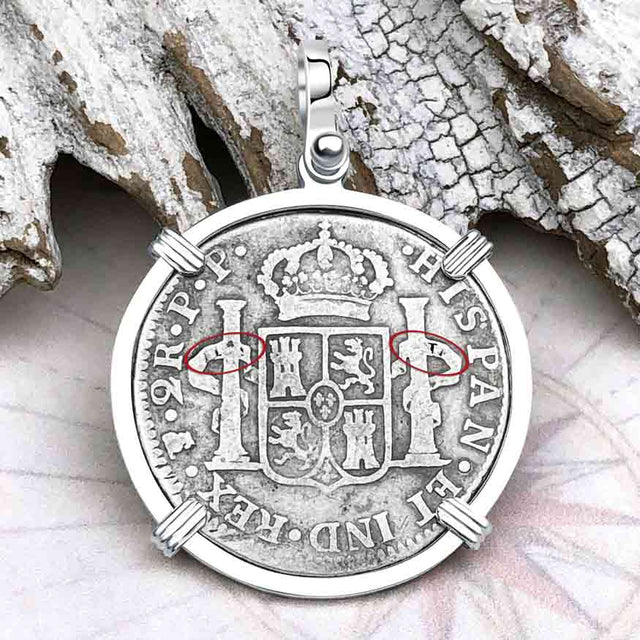 1795 Silver 2 Reale Spanish Portrait Piece of 8 Sterling Silver Pendant
