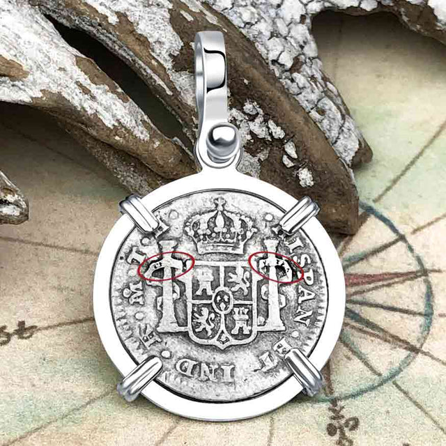 1807 Pirate Era Silver 1/2 Reale Spanish Portrait Piece of 8 Sterling Silver Pendant