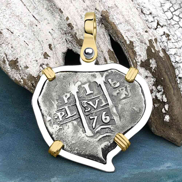 Heart Shaped 1676 Consolacion Shipwreck Pirate Era Spanish 1 Reale Piece of Eight Sterling Silver Pendant
