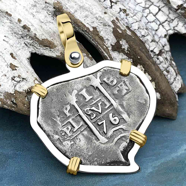 Heart Shaped 1676 Consolacion Shipwreck Pirate Era Spanish 1 Reale Piece of Eight Sterling Silver Pendant