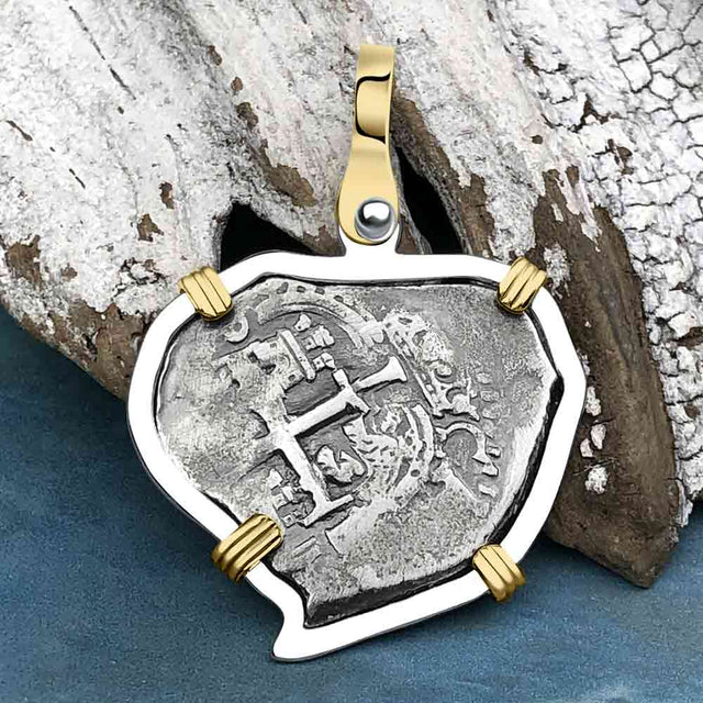 Heart Shaped 1676 Consolacion Shipwreck Pirate Era Spanish 1 Reale Piece of Eight Sterling Silver Pendant