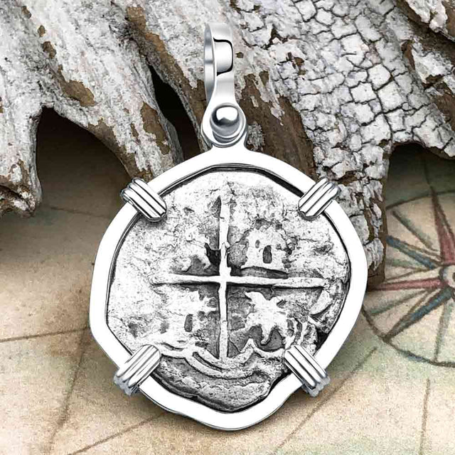 Atocha Era Land Find Spanish 1 Reale Piece of Eight Sterling Silver Pendant
