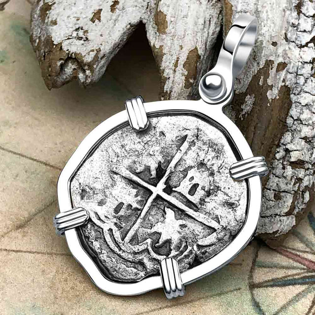 Atocha Era Land Find Spanish 1 Reale Piece of Eight Sterling Silver Pendant