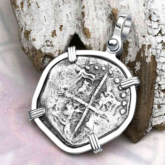 Atocha Era Land Find Spanish 2 Reale Piece of Eight Sterling Silver Pendant