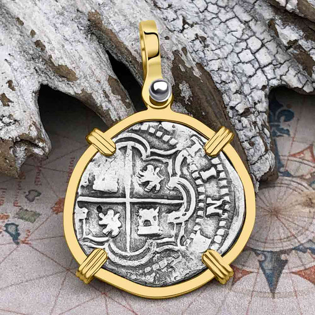 Atocha Era Land Find Spanish 1 Reale Piece of Eight 14K Gold Pendant