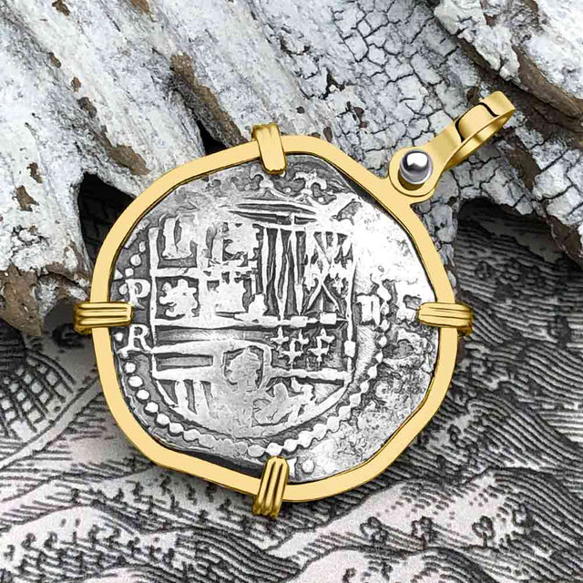 Atocha Era Land Finder Spanish 2 Reale Piece of Eight 14K Gold Pendant