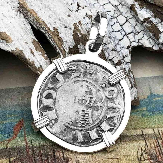 Templar Knights Era Antioch Crusader Medieval Silver Denier Helmet Head Coin of the Crusades Sterling Silver Pendant