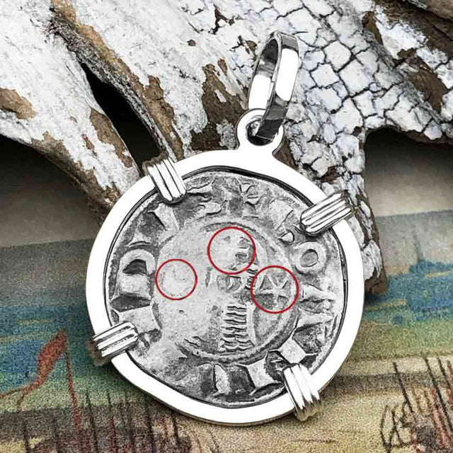 Templar Knights Era Antioch Crusader Medieval Silver Denier Helmet Head Coin of the Crusades Sterling Silver Pendant