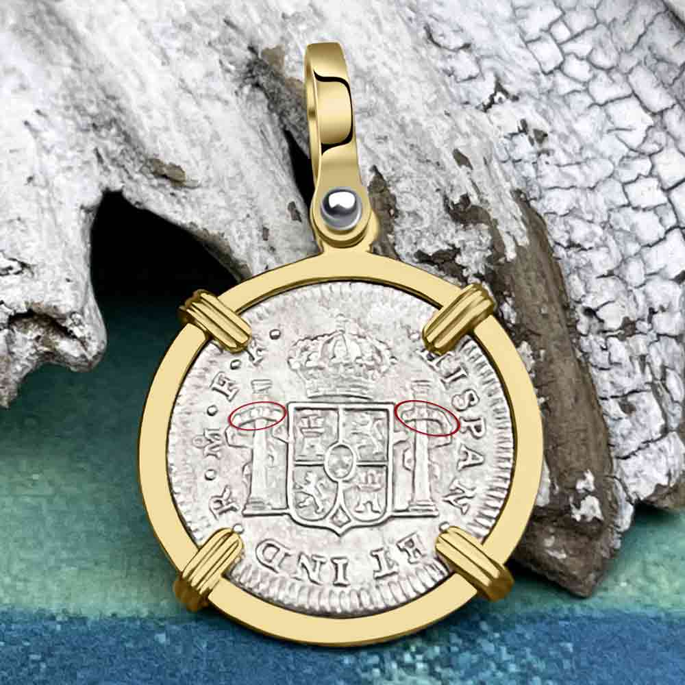 Stunning El Cazador Shipwreck 1783 1/2 Reale 14K Gold Treasure Coin Pendant