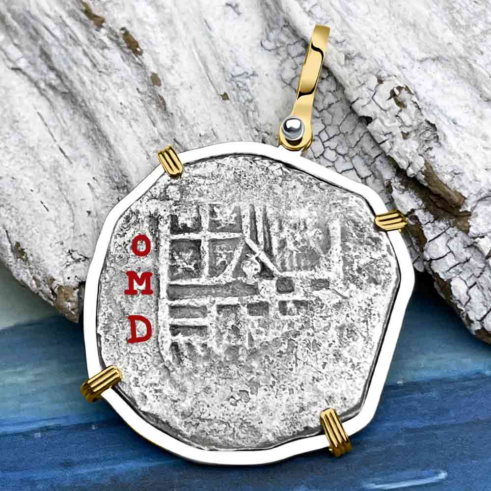 Concepcion Shipwreck 8 Reale Silver Piece of 8 14K Gold and Sterling Silver Pendant