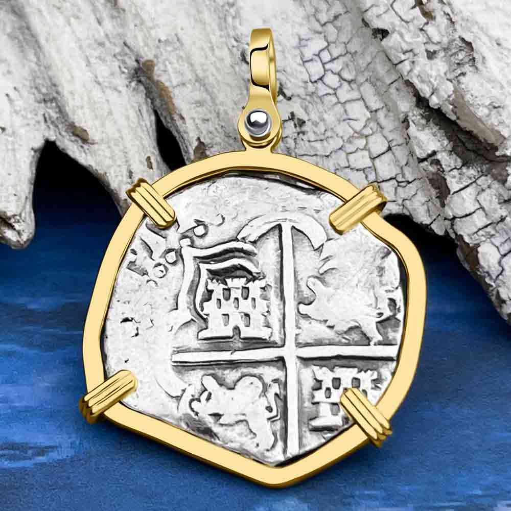 Concepcion Shipwreck Spanish 4 Reale Silver Piece of Eight 14K Gold Pendant